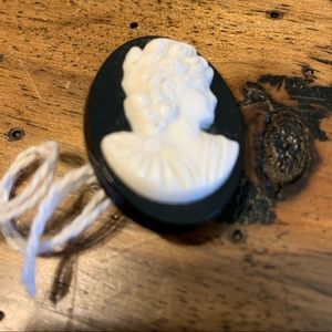 Antique black and white cameo pendant